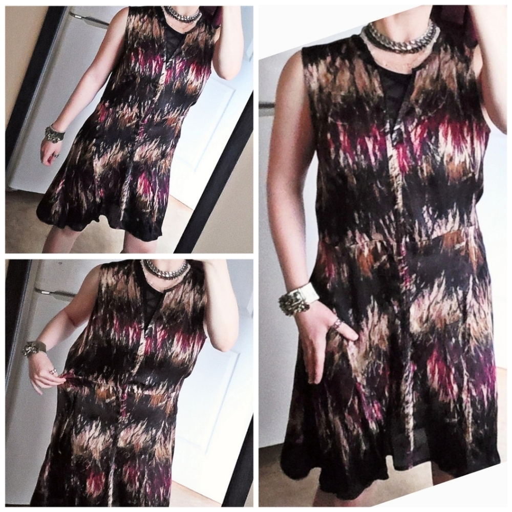 Kenneth Cole Boho Multicolored Satin V-neck Knee-length Casual Summer Dress - Picture 8 of 16